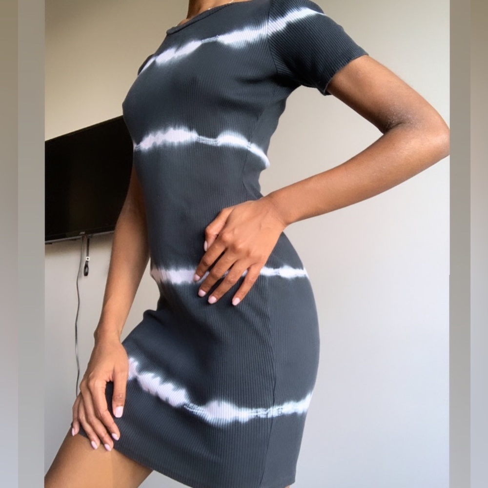 Black & White Tye-Dye Mini Dress